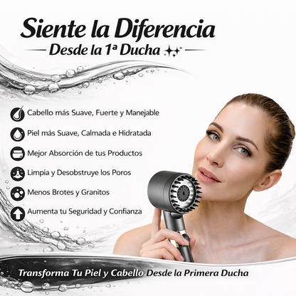Cabezal de Ducha con Filtro Agua más Pura para una Piel Más Suave y un Cabello Más Sano - Power Shower